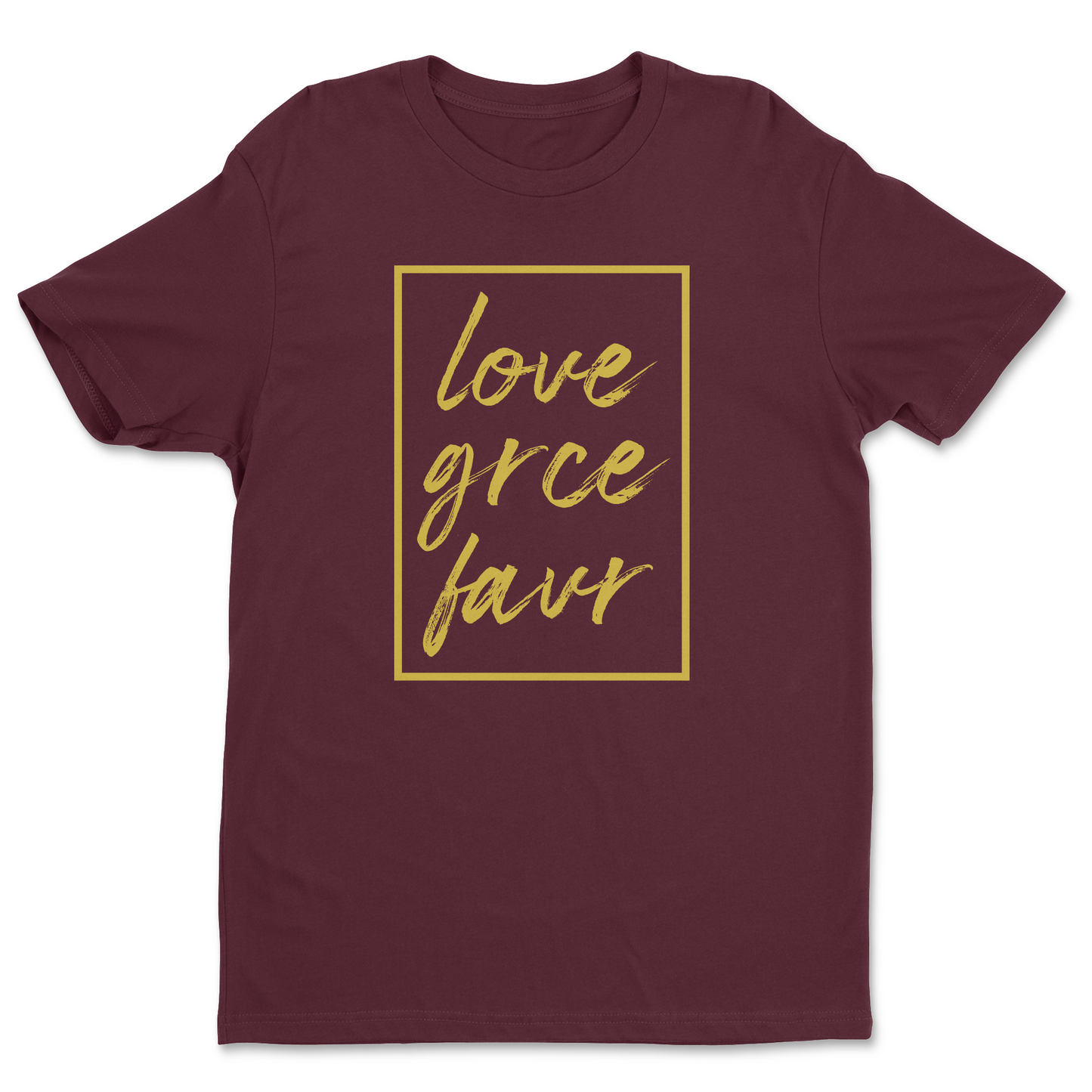 Women's "LOVE GRCE FAVR" MAROON & GOLD T-SHIRT